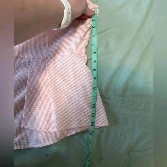 Ivanka Trump Top Womens Medium Sleeveless Hidden Button Down Pink Seersucker - Picture 7 of 8